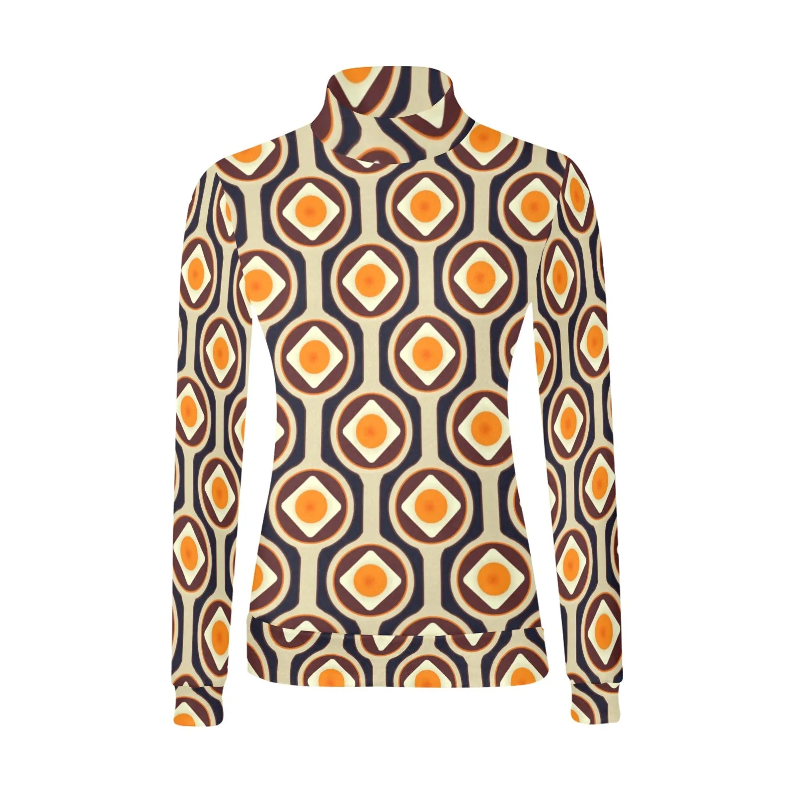 seventies dress Women's All Over Print Mock Neck Sweatshirt (Model H43)
