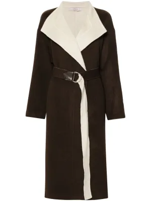 shawl-collar belted coat