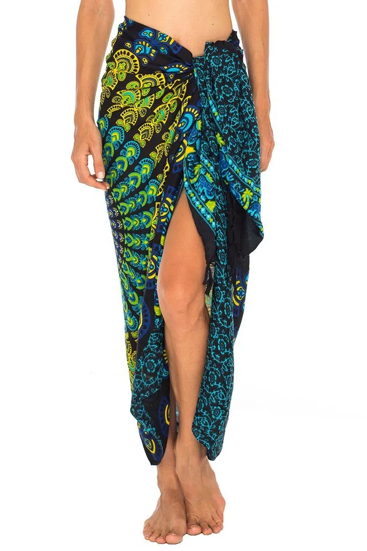 SHU-SHI Women Beach Cover Up Sarong Swimsuit Cover-Up Pareo Coverups Print
