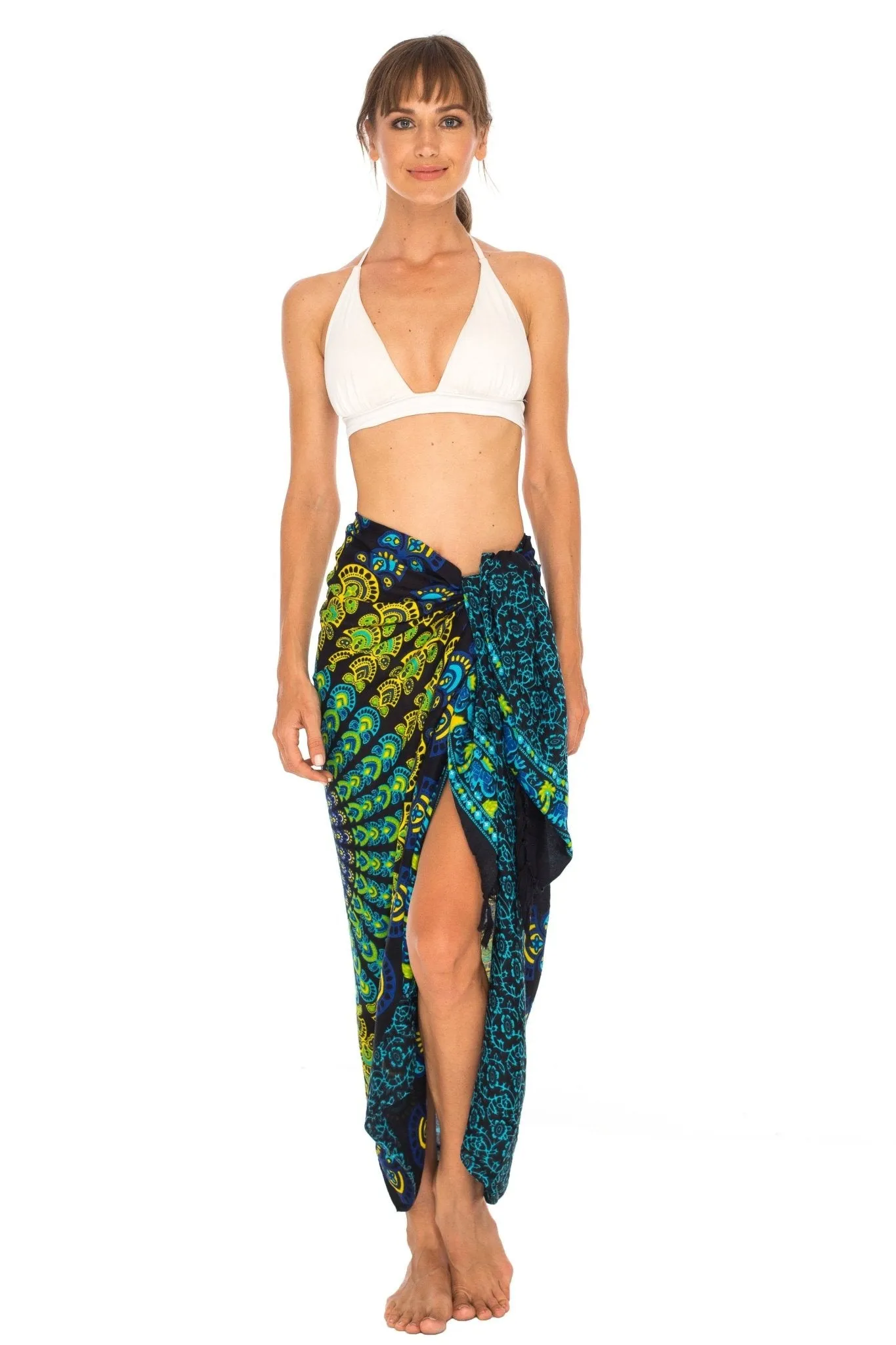 SHU-SHI Women Beach Cover Up Sarong Swimsuit Cover-Up Pareo Coverups Print