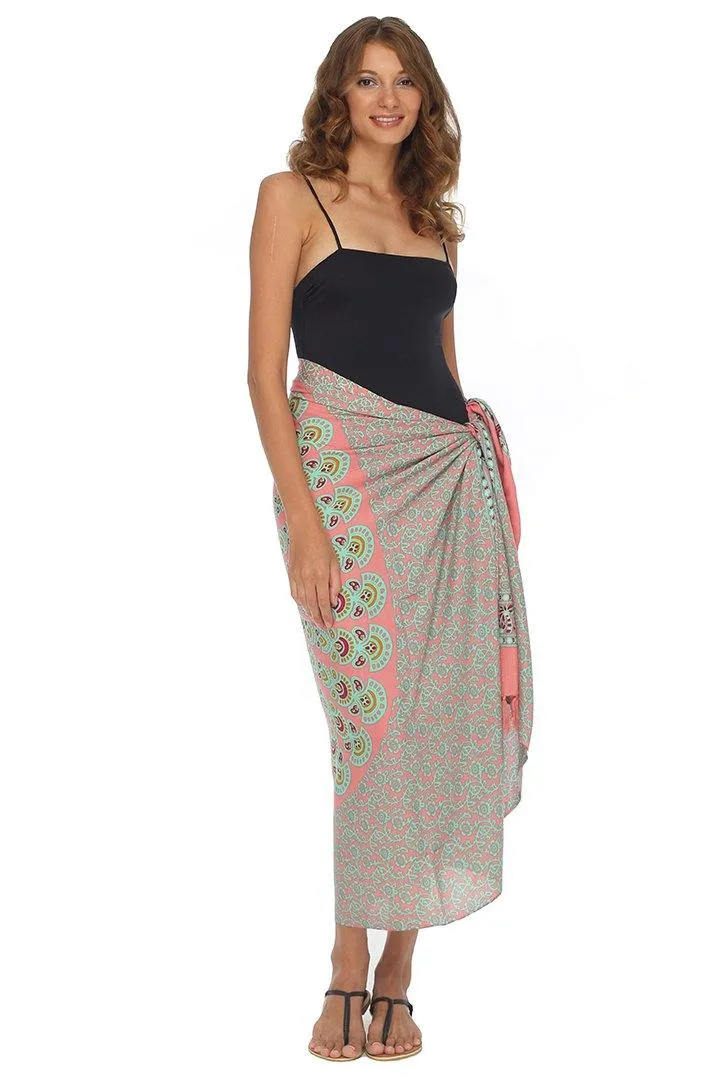 SHU-SHI Women Beach Cover Up Sarong Swimsuit Cover-Up Pareo Coverups Print