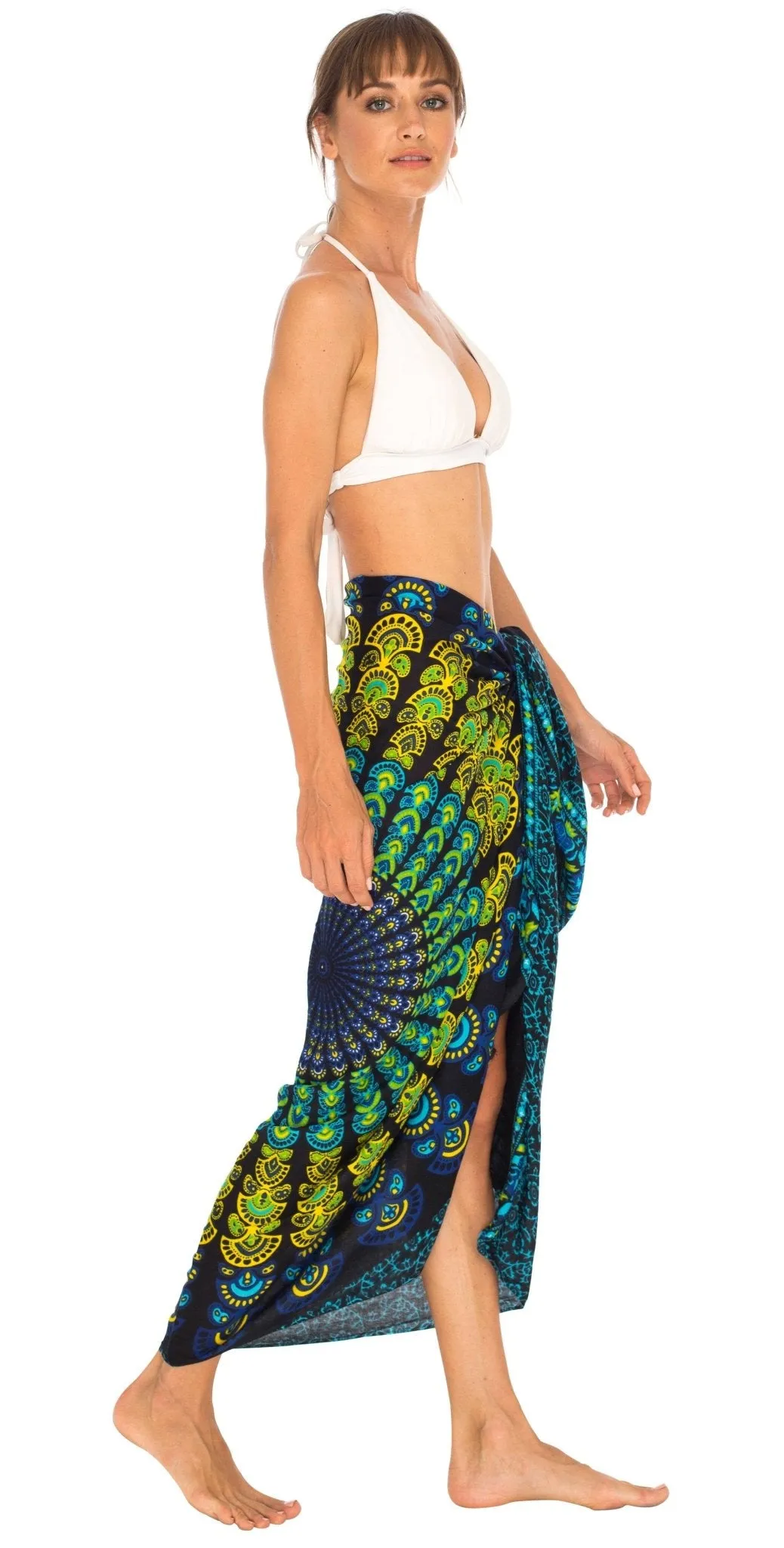 SHU-SHI Women Beach Cover Up Sarong Swimsuit Cover-Up Pareo Coverups Print