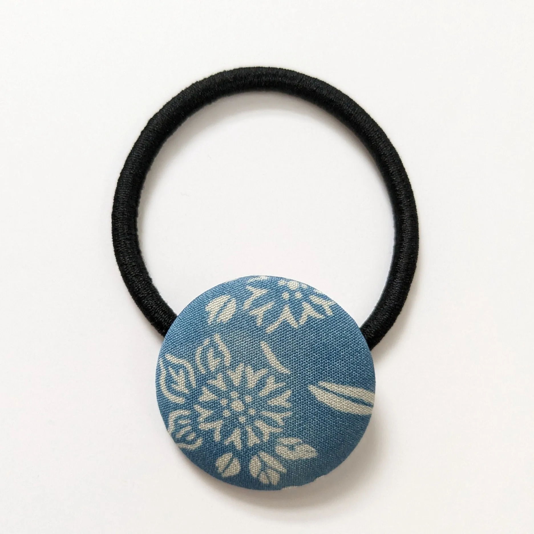 Silk Covered Button hair tie (Flower 6 variations)