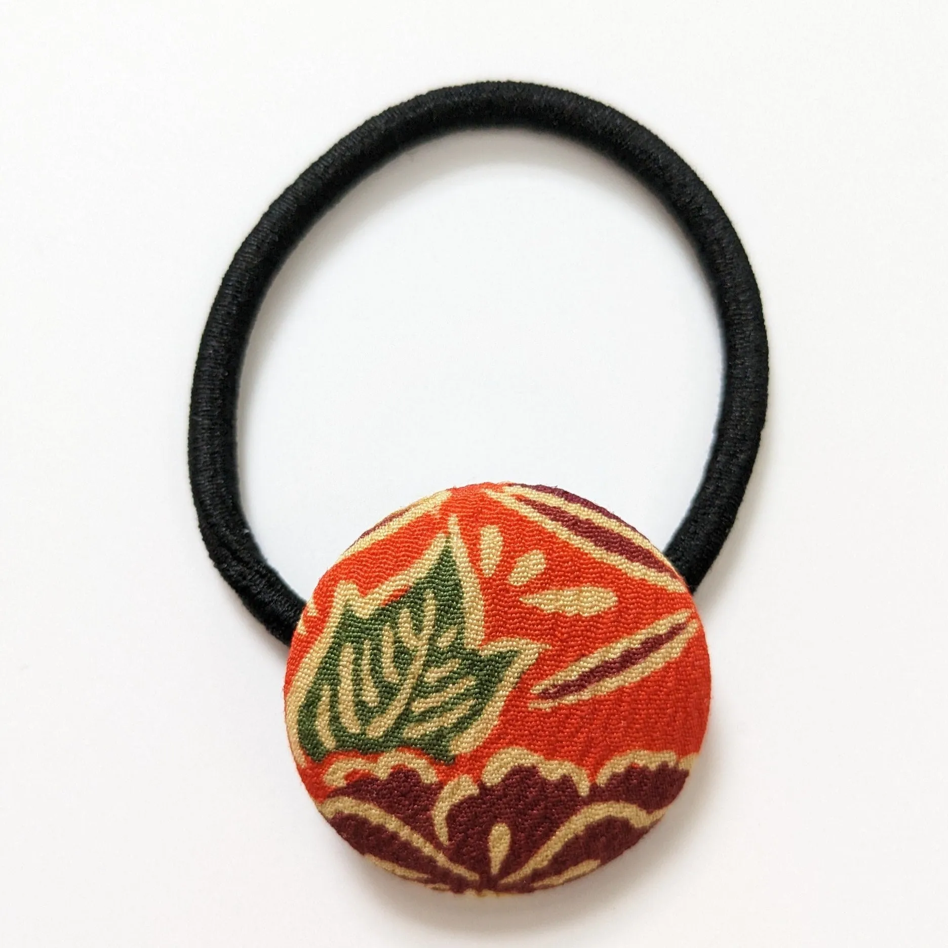 Silk Covered Button hair tie (Flower 6 variations)