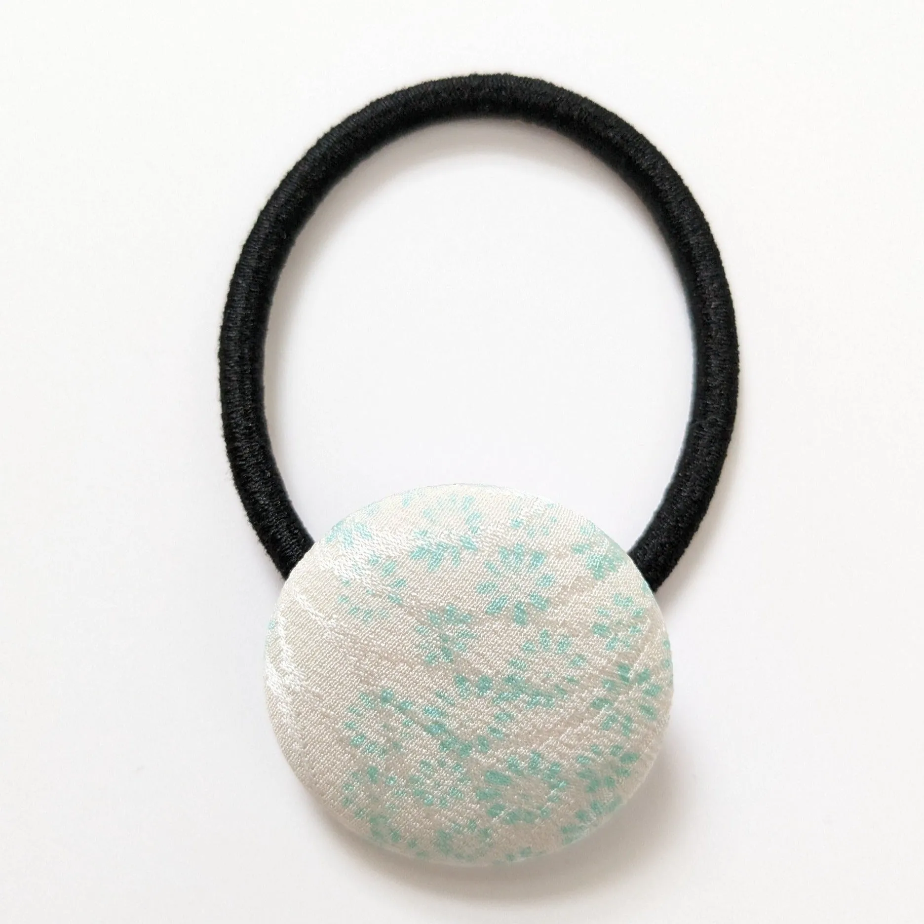 Silk Covered Button hair tie (Flower 6 variations)