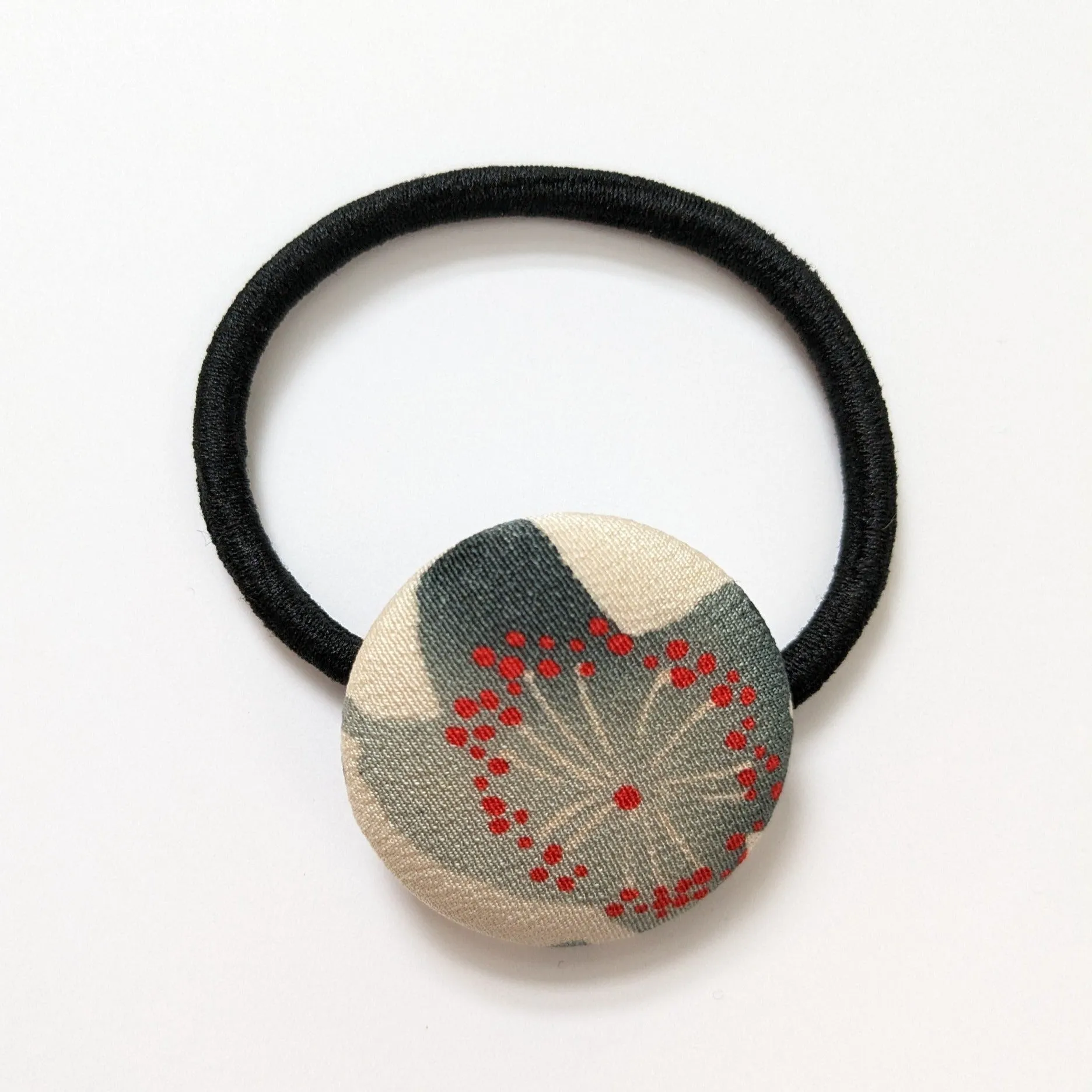 Silk Covered Button hair tie (Flower 6 variations)