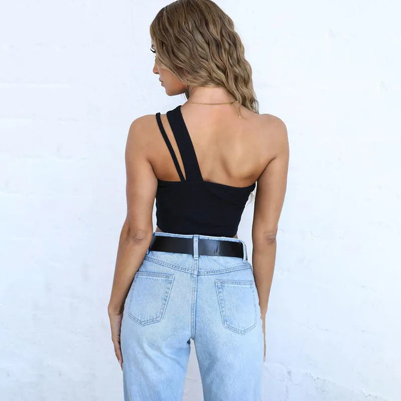 Sleeveless Sling Single Shoulder Cutout Vest top