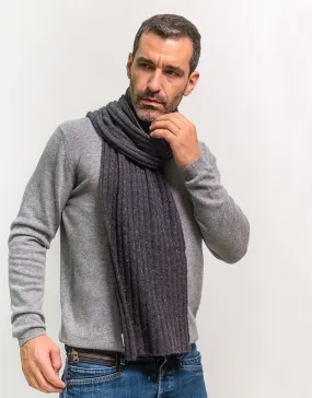 Small-Rib Cashmere Scarf in Shale