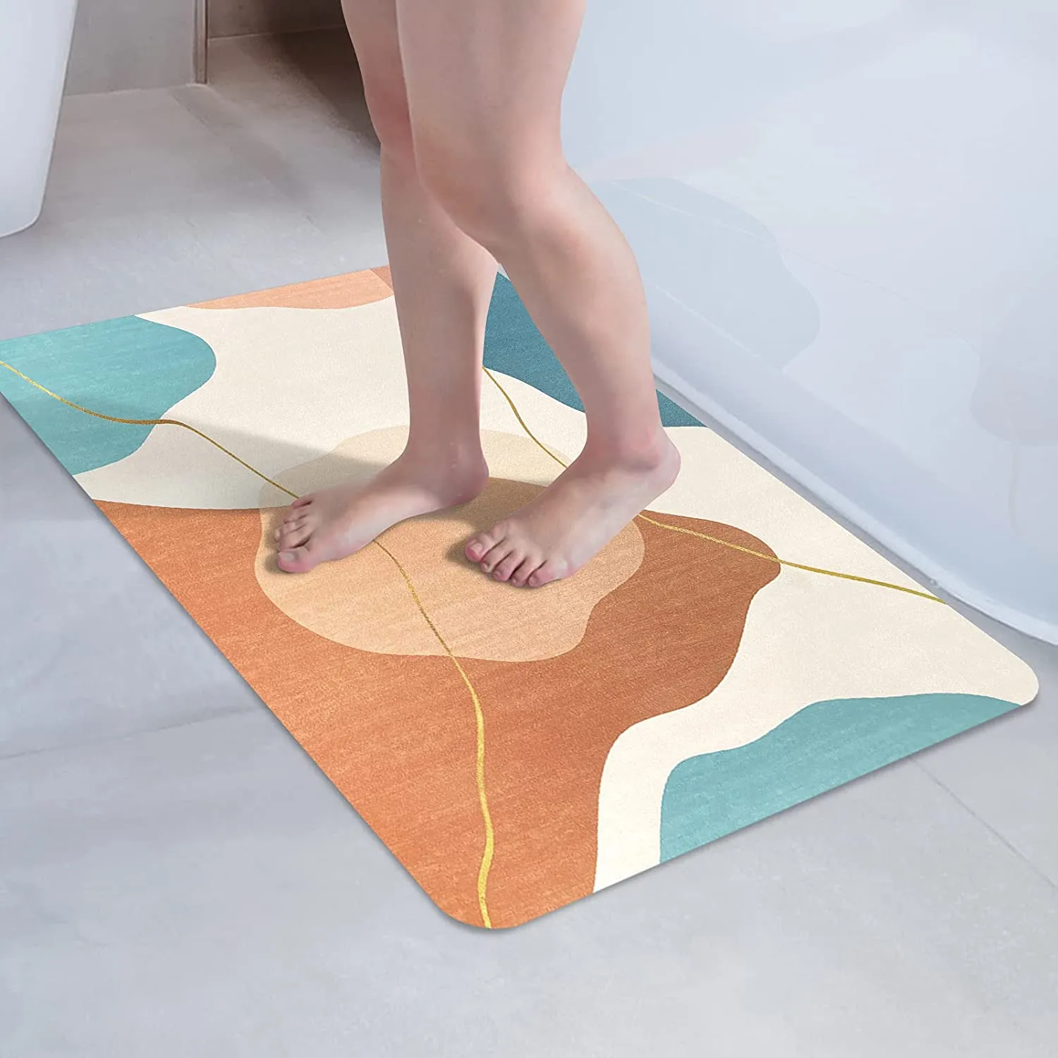 Soft Diatomaceous Earth Non-Slip Bath Mat-Lotus