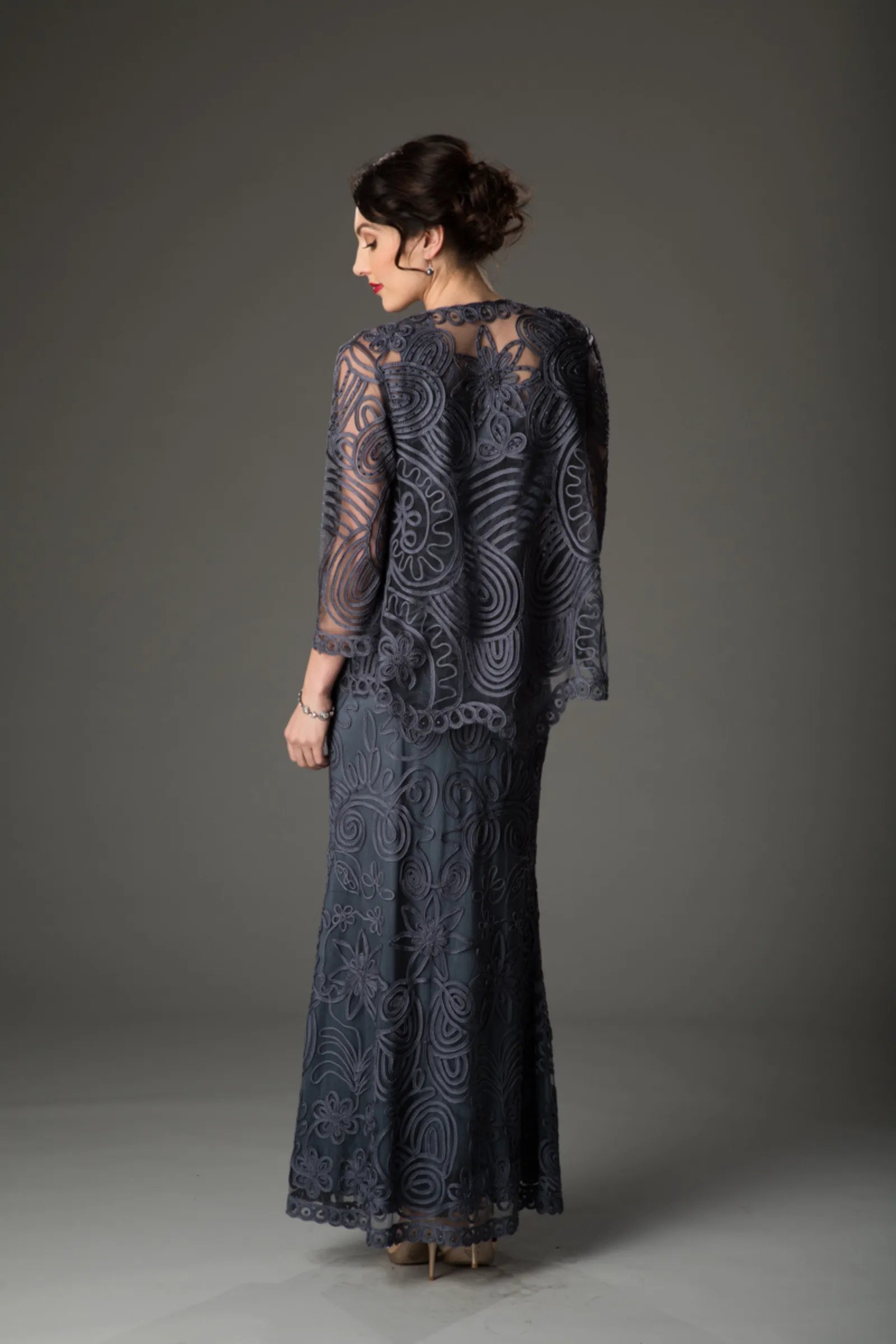 Soulmates 1506 Classic Soutache Lace Jacket Top and Skirt Set