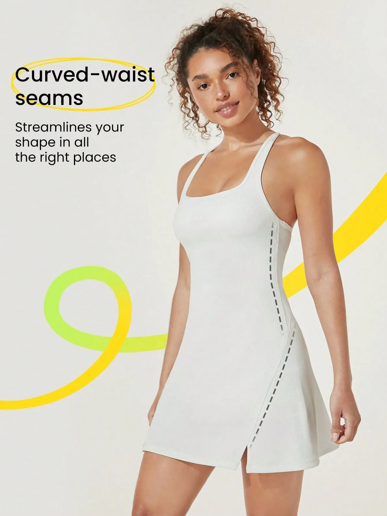 Square Up Ribbed Vest Solid Activewear Mini Dress