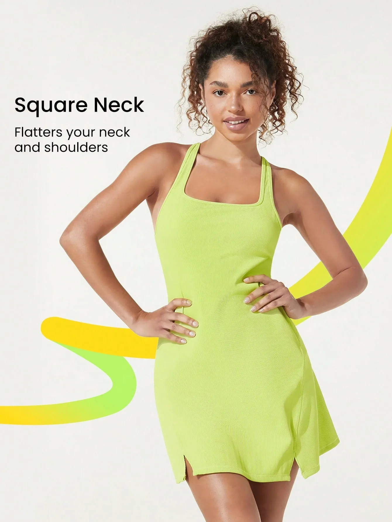 Square Up Ribbed Vest Solid Activewear Mini Dress