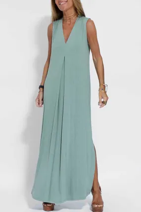 Street Solid Patchwork V Neck Vest Dress Dresses(4 Colors)