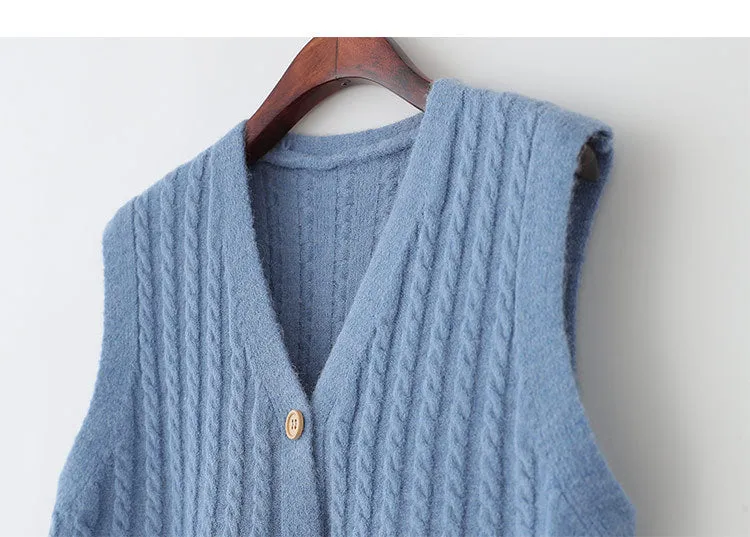 Sweater Knitted Vest Women Tank Top Korean Loose Short Cardigan Student Outdoor Outerwear