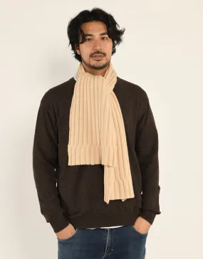 Thick-Rib Cashmere Scarf in Sand