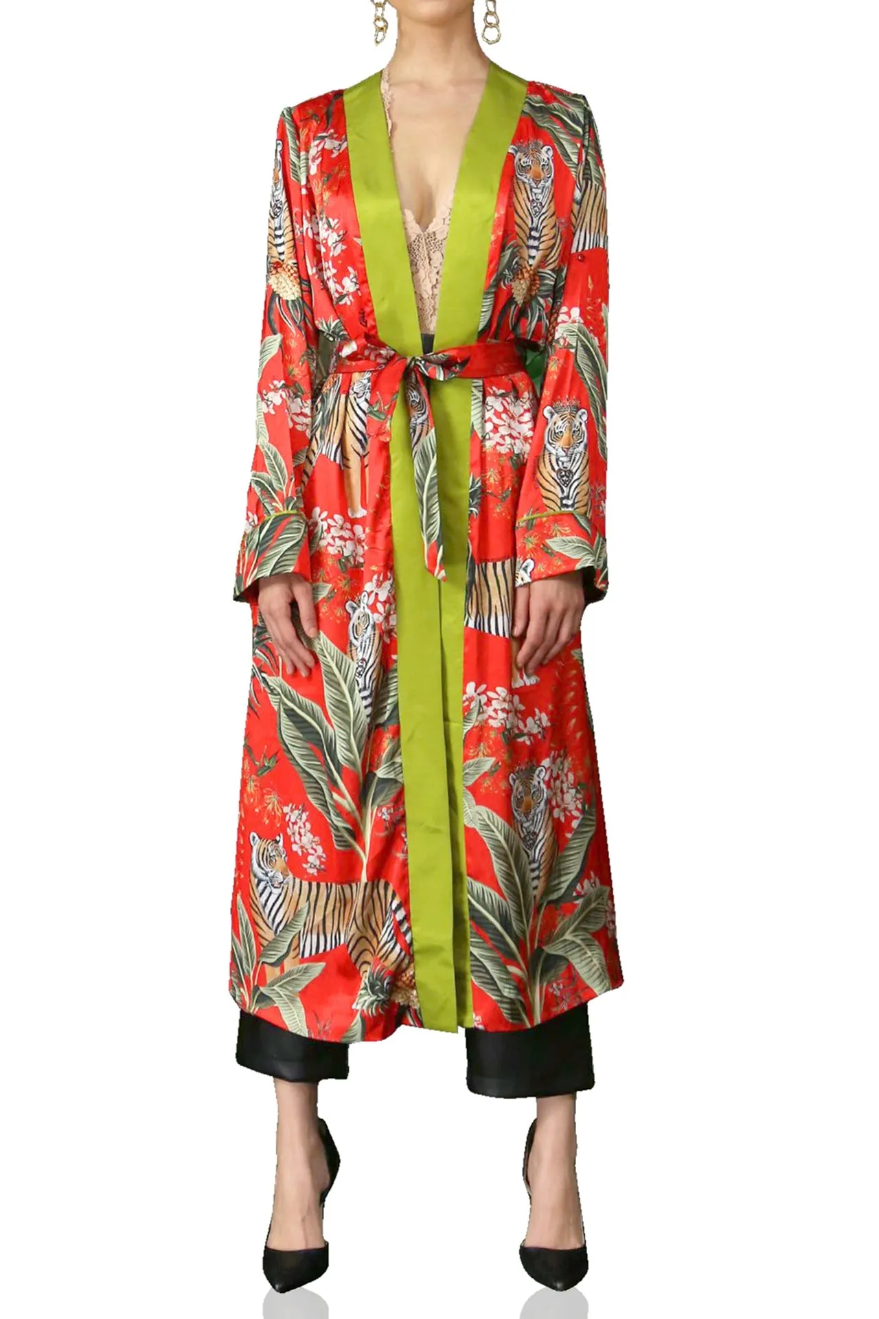 Tiger Print Belted Robe