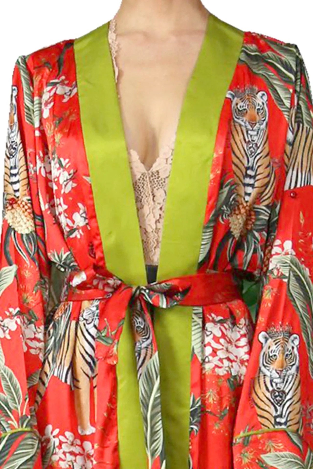 Tiger Print Belted Robe