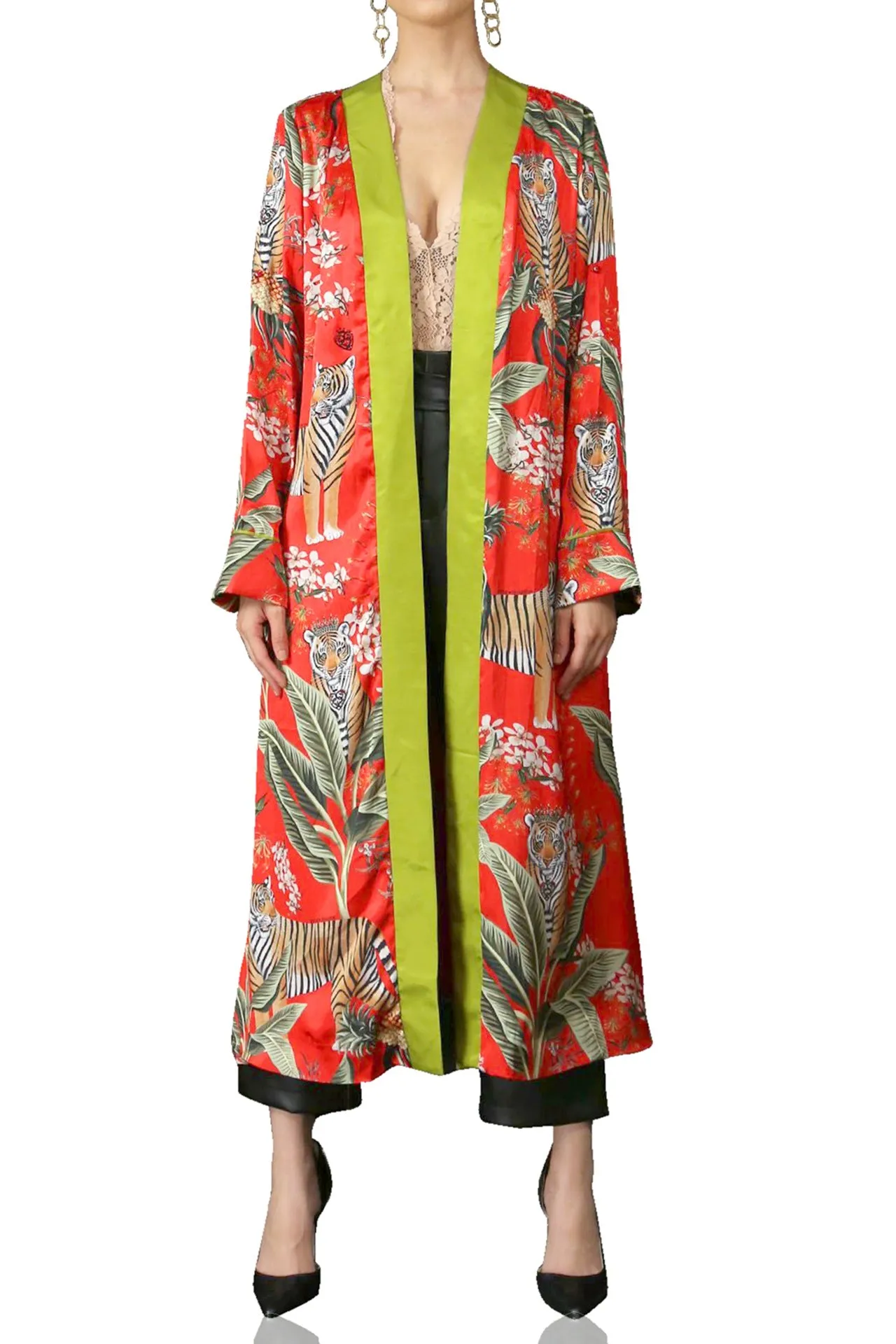Tiger Print Belted Robe