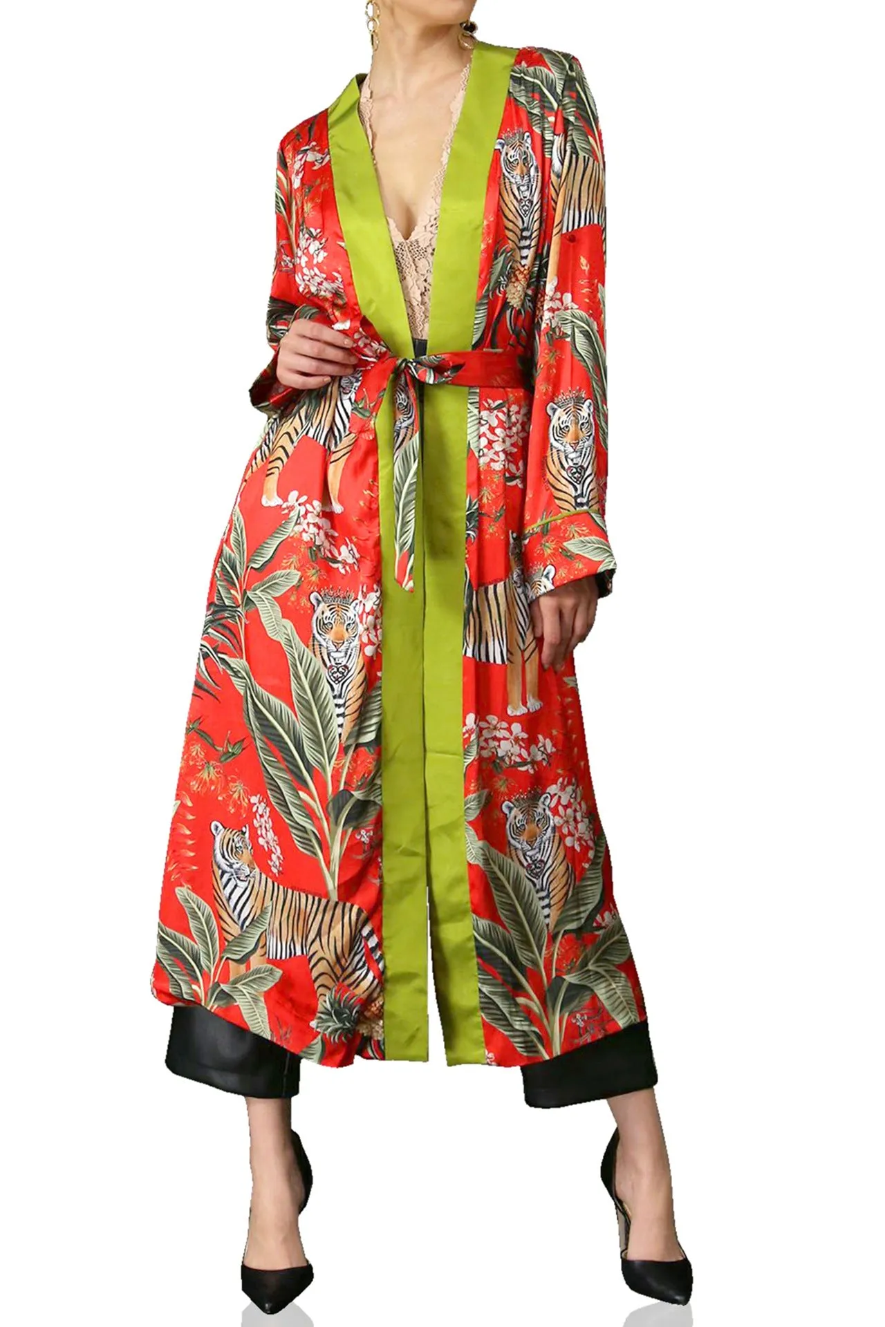 Tiger Print Belted Robe