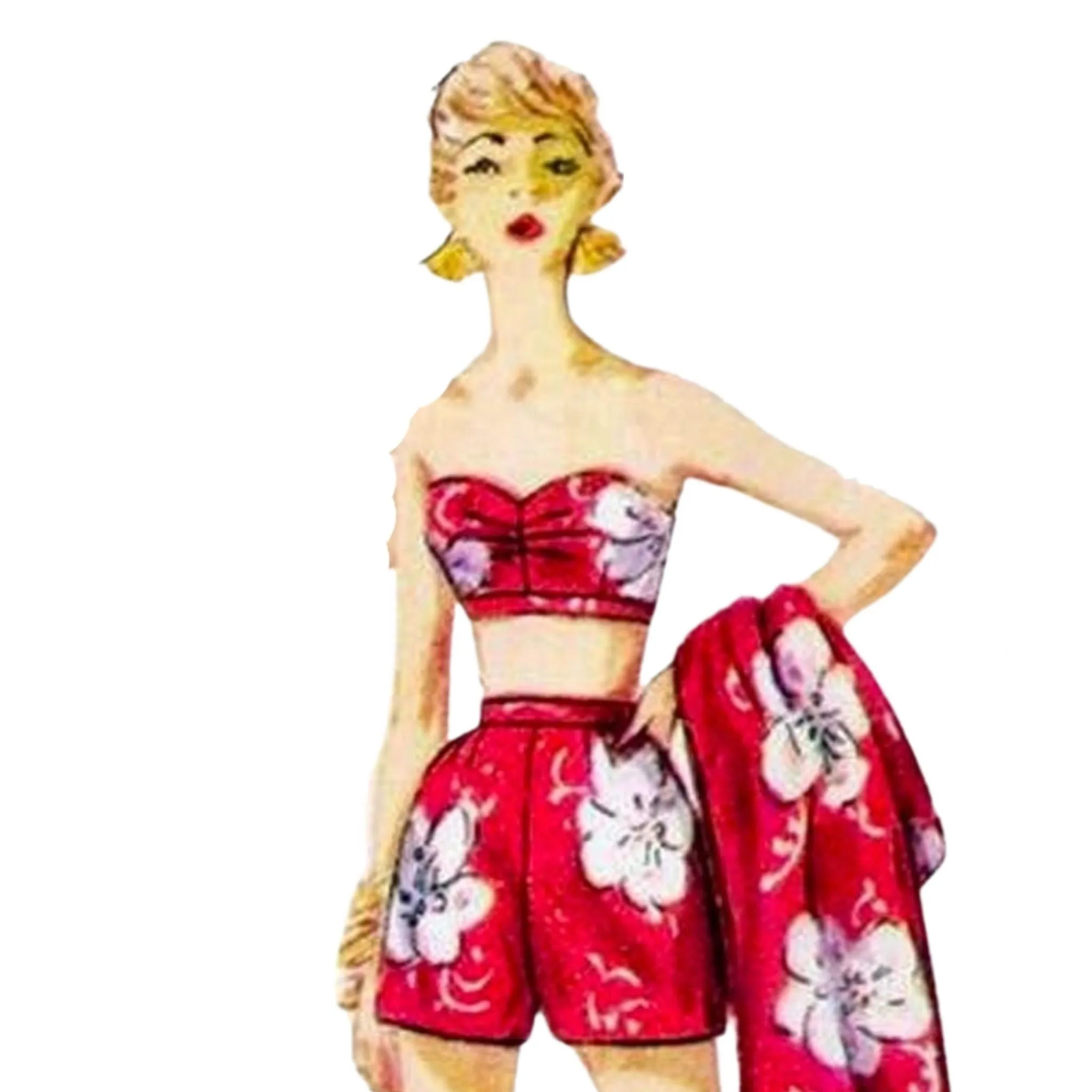 Vintage 1950s Pattern – Sarong Tiki Dress, Jacket, Bra & Shorts - Bust 36" (91.4cm)