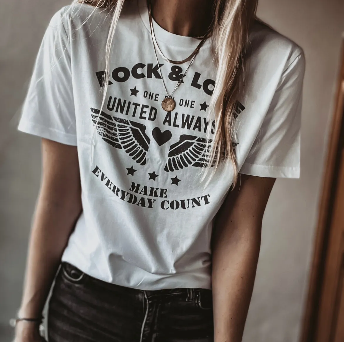 Vintage Rock & Love aviator wings white tee *boyfriend fit* *NEW*