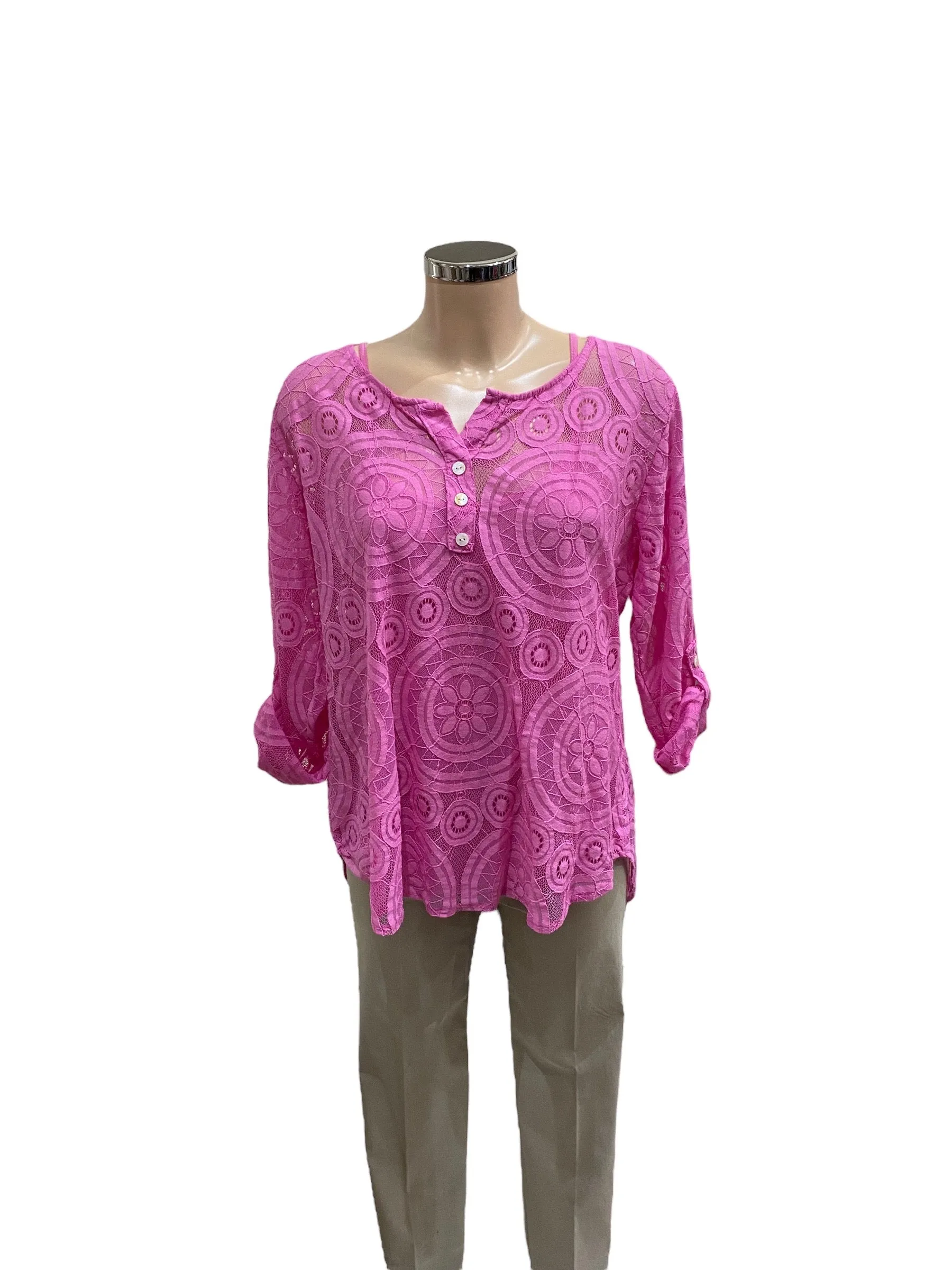 Wendy Burn Out Effect Two Piece Cotton Blouse (2 Colours)