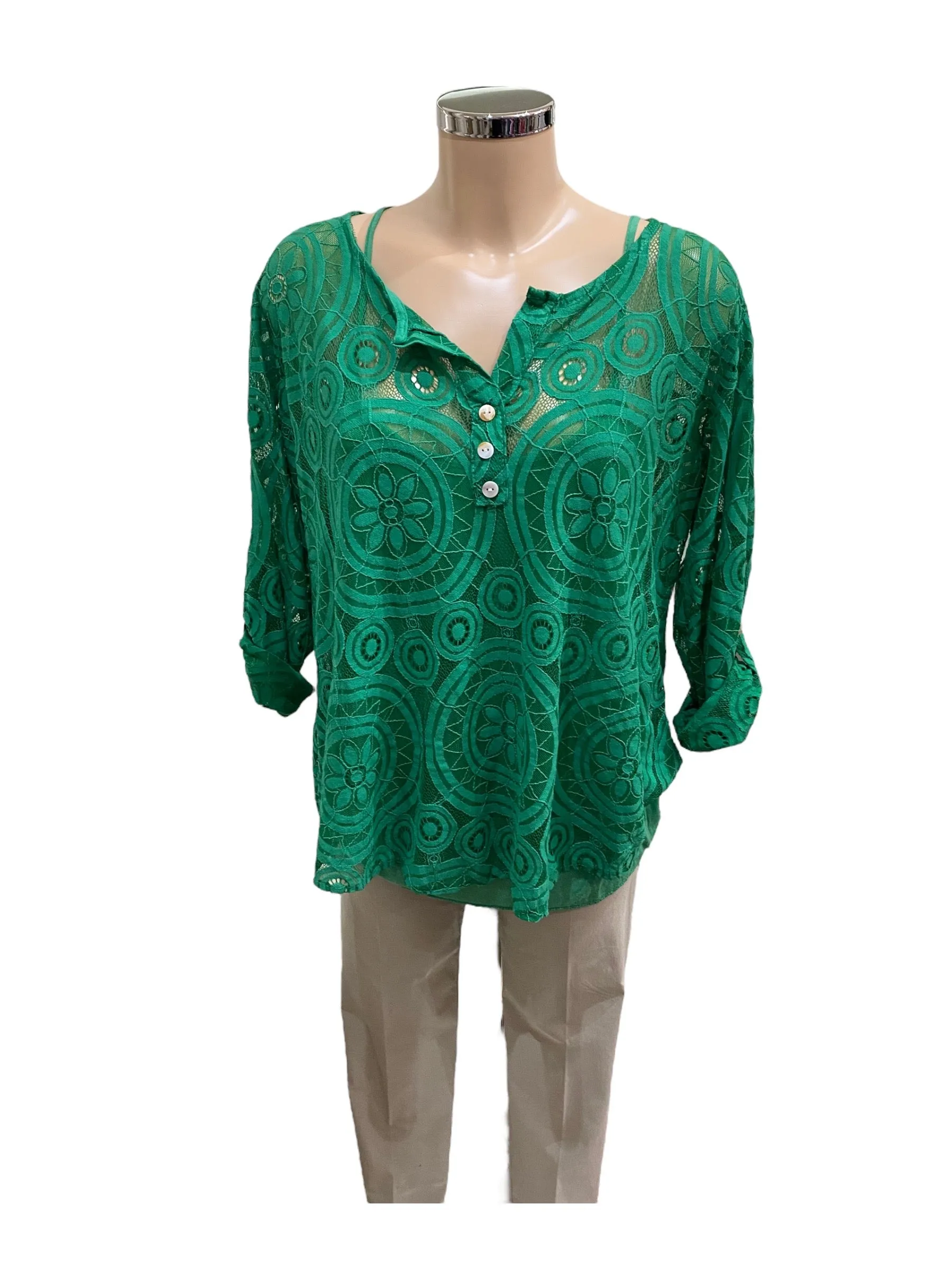 Wendy Burn Out Effect Two Piece Cotton Blouse (2 Colours)