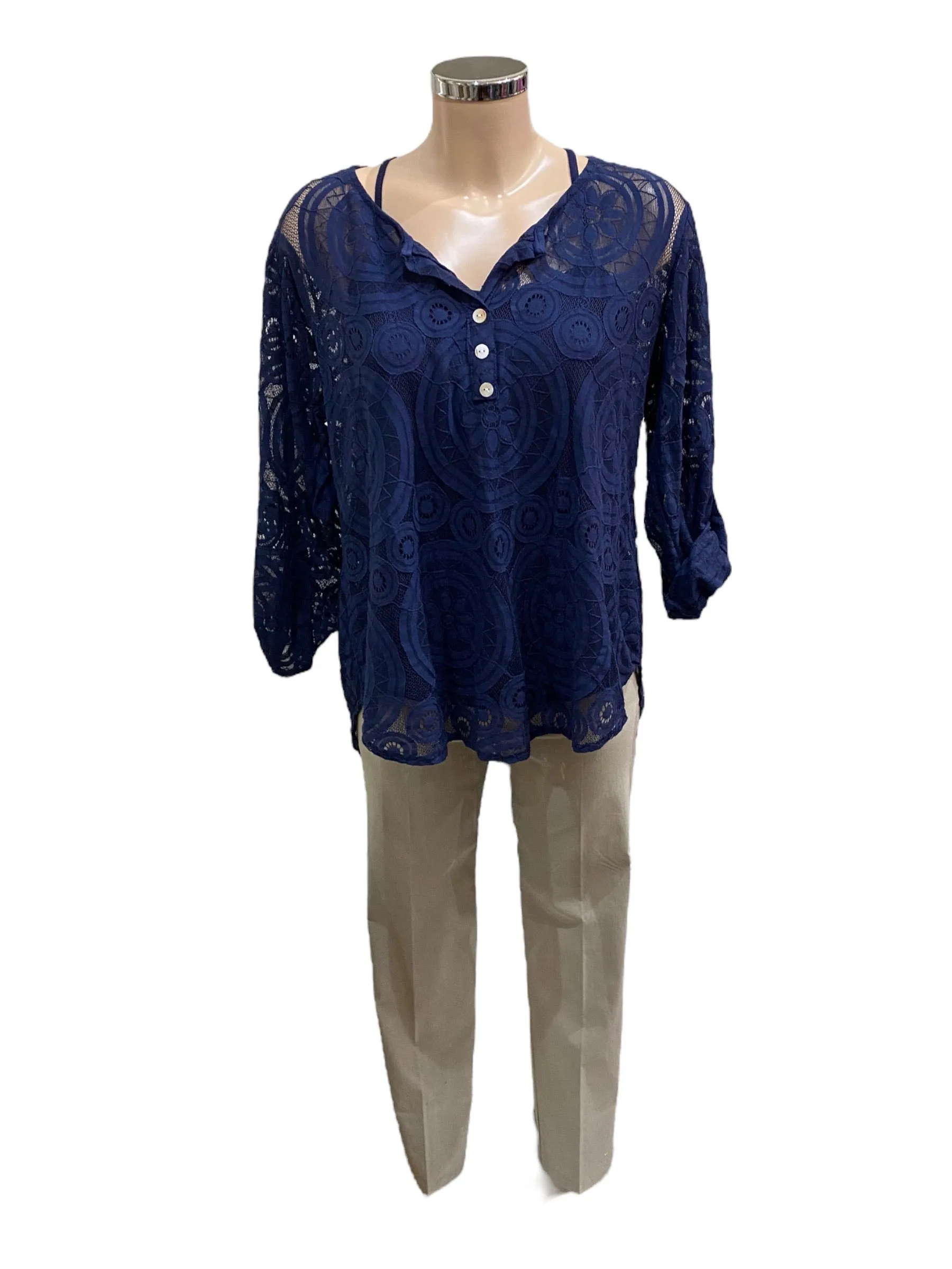 Wendy Burn Out Effect Two Piece Cotton Blouse (2 Colours)