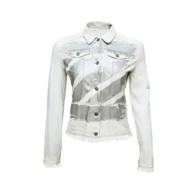 White Printed Leather Jacket