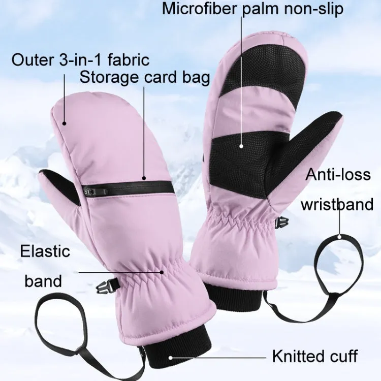 Winter Padded Ski Gloves Outdoor Windproof Warm Sports Gloves, Size: S(White)