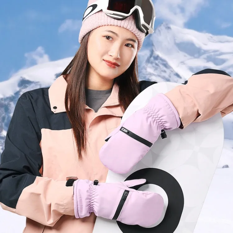 Winter Padded Ski Gloves Outdoor Windproof Warm Sports Gloves, Size: S(White)