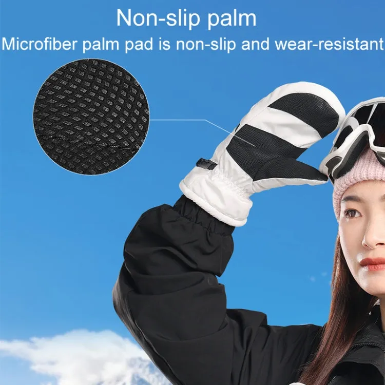 Winter Padded Ski Gloves Outdoor Windproof Warm Sports Gloves, Size: S(White)