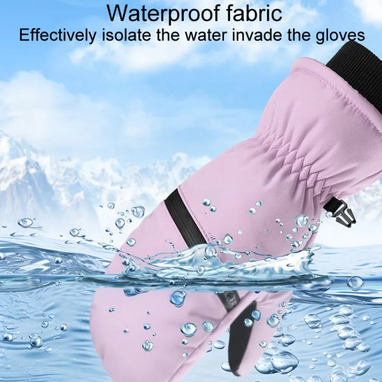 Winter Padded Ski Gloves Outdoor Windproof Warm Sports Gloves, Size: S(White)