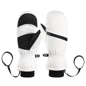 Winter Padded Ski Gloves Outdoor Windproof Warm Sports Gloves, Size: S(White)