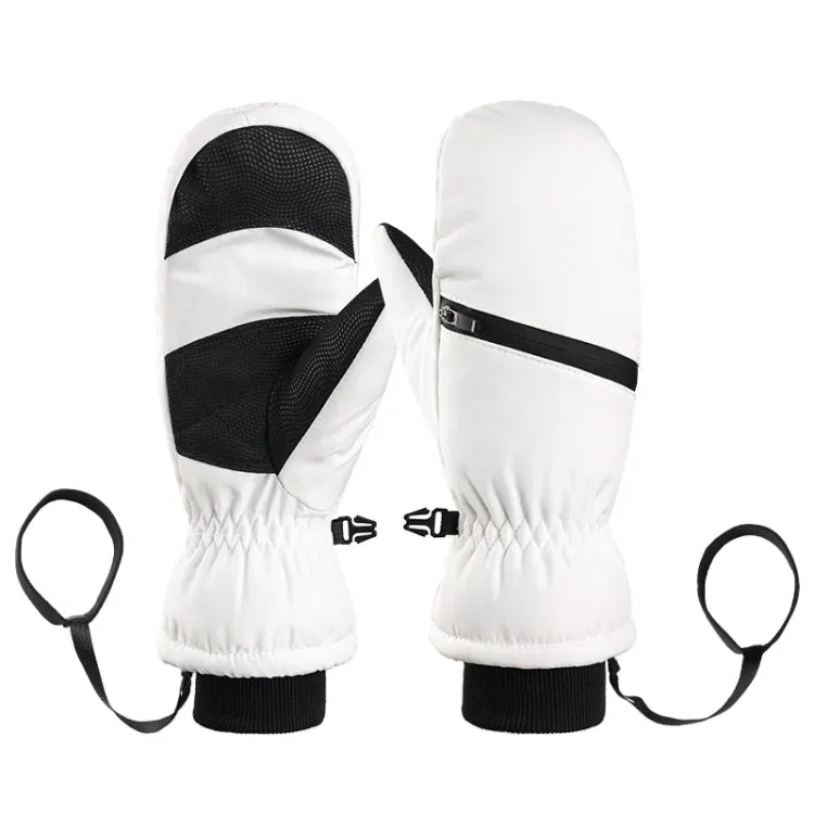 Winter Padded Ski Gloves Outdoor Windproof Warm Sports Gloves, Size: S(White)