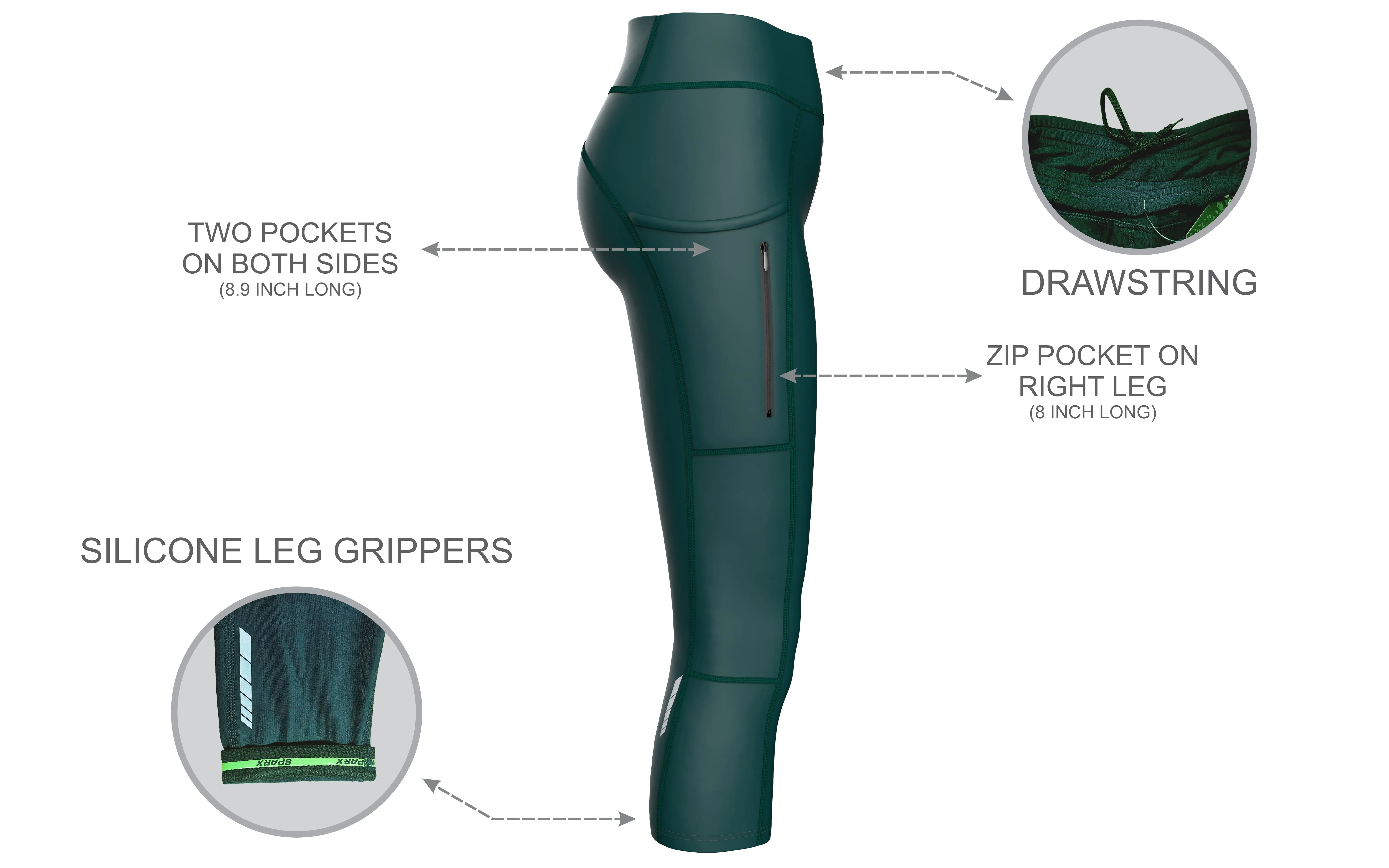 Women Night Green Cycling Tights