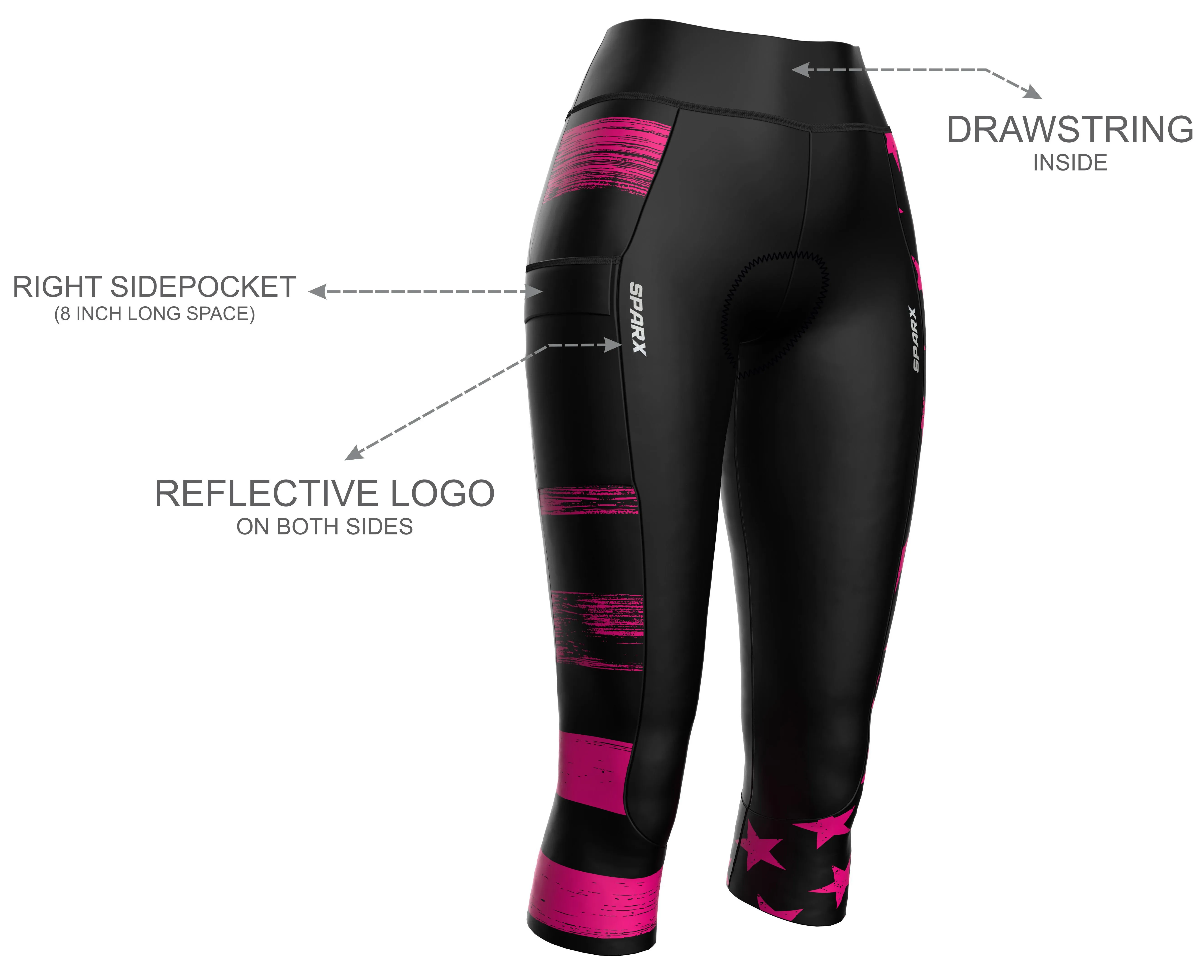 Women Pink Flag Cycling Tights