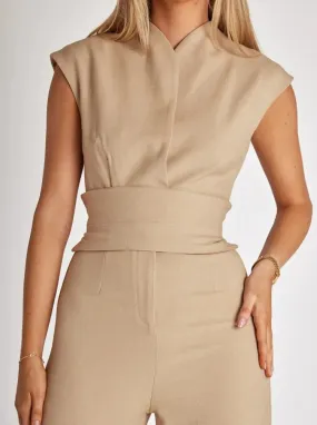 Women's Jumpsuits Rompers Elegant Jumpsuits for Women Summer Sexy O Neck Sleeveless Wide Leg Jumpsuit Office Overalls Lady Party Jumpsuit 230812