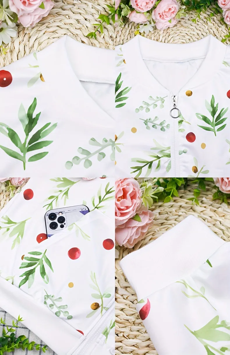 Women's Long Sleeve Elegant Christmas Print Zip-Up Jacket for Spring, Fall, and Winter Seasons - Casual Coat