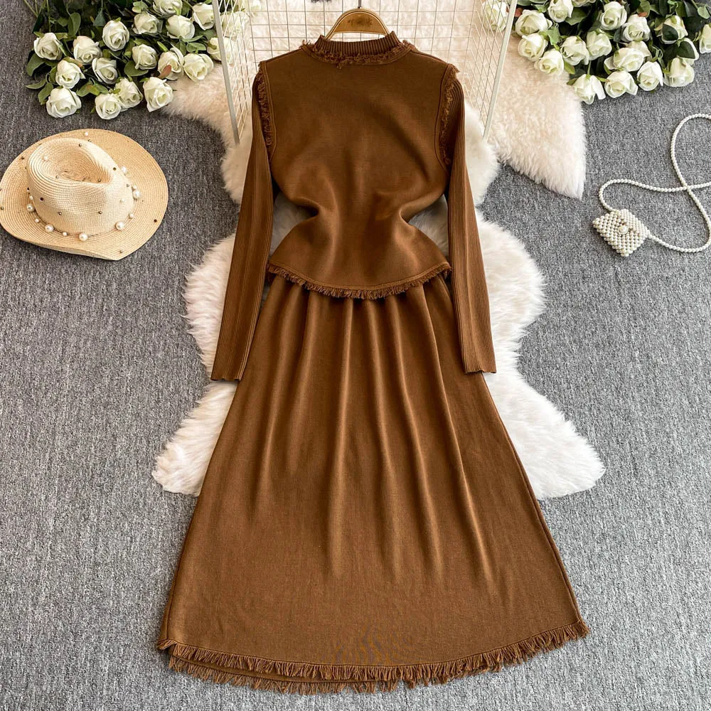 Woolen Vest&Sweater Dress Vintage 2Pcs